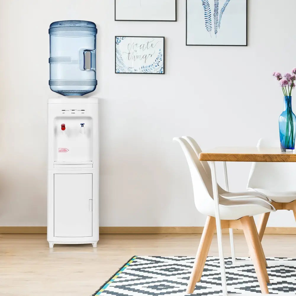5 Gallons Hot and Cold Water Cooler Dispenser with Child Safety Lock - White - Water Dispensers