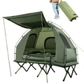 5-in-1 2-Person Foldable Outdoor Camping Tent Cot with Air Mattress and Sleeping Bag - Green - Tents