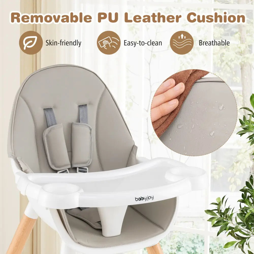 5-in-1 Baby Wooden Convertible High Chair -Gray - Gray - High Chairs
