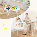 5-in-1 Baby Wooden Convertible High Chair -Khaki - Beige - High Chairs