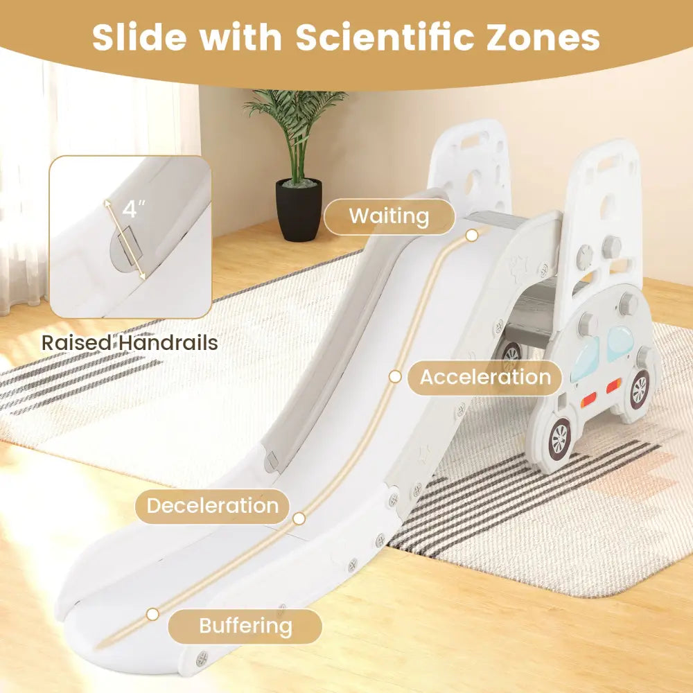 5 in 1 Convertible Toddler Slide Set Kids Art Easel with Stool and Book Rack-Gray - Gray - Climbers & Slides