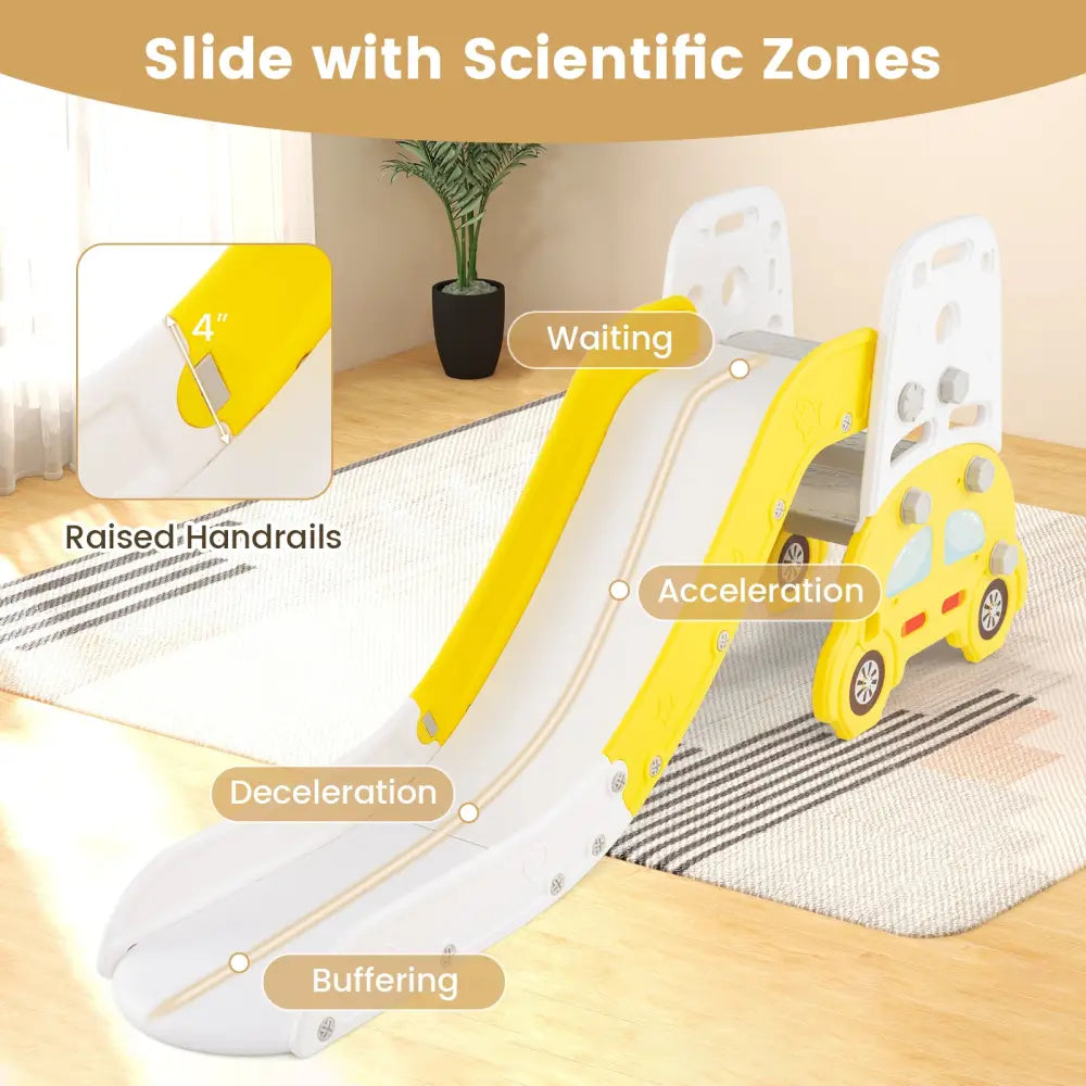 5 in 1 Convertible Toddler Slide Set Kids Art Easel with Stool and Book Rack-Yellow - Yellow - Climbers & Slides