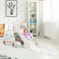 5 in 1 Convertible Toddler Slide Set Kids Art Easel with Stool and Book Rack-Gray - Gray - Climbers & Slides