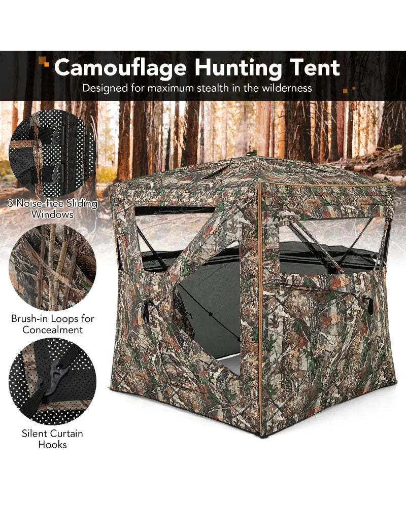 5-IN-1 Detachable Hunting Blind for 2-3 People with Skylight - Camouflage - Tents