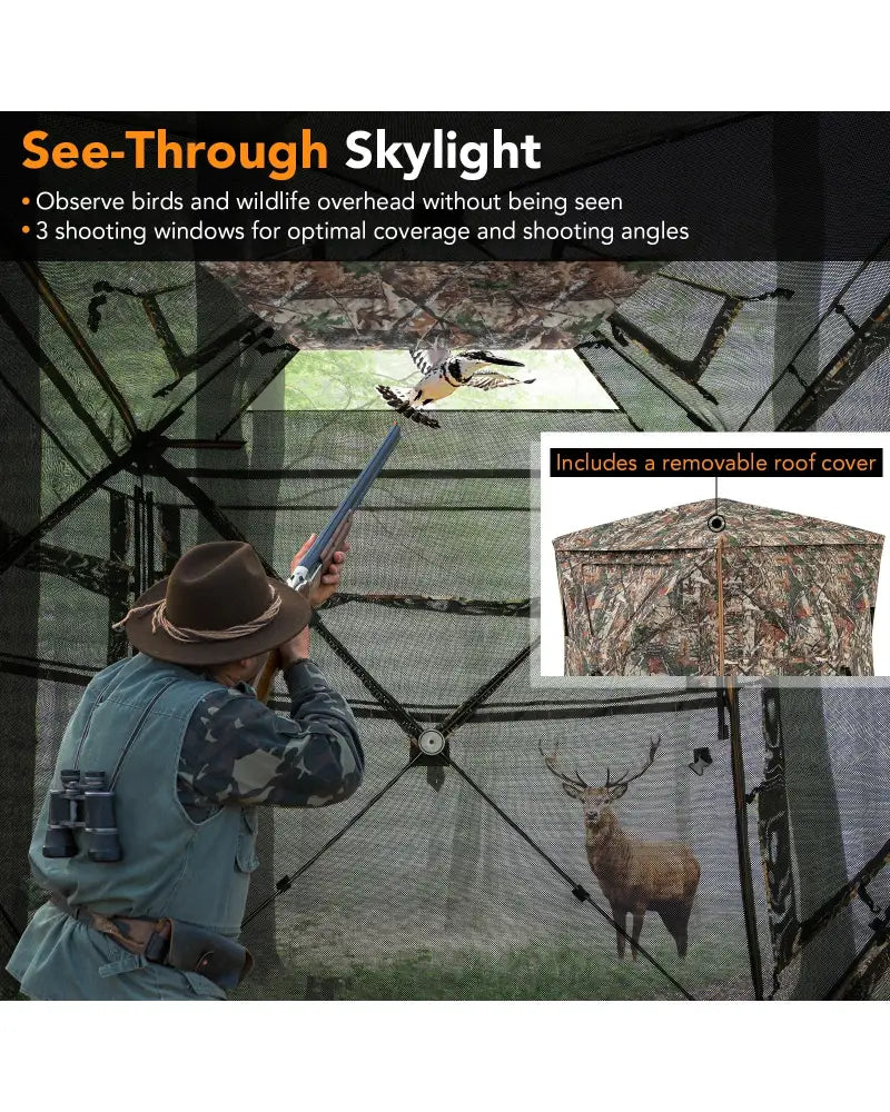 5-IN-1 Detachable Hunting Blind for 2-3 People with Skylight - Camouflage - Tents