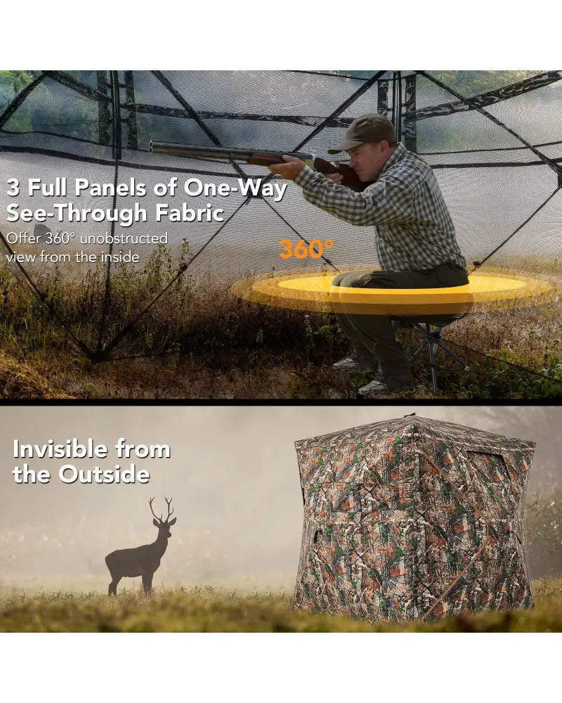 5-IN-1 Detachable Hunting Blind for 2-3 People with Skylight - Camouflage - Tents