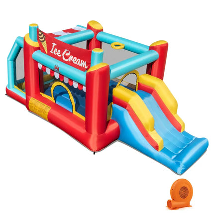 5-in-1 Ice Cream Inflatable Bounce House with Ball Pit and Slide with 520W Blower - Multicolor - Bounce House