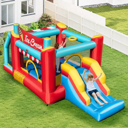 5-in-1 Ice Cream Inflatable Bounce House with Ball Pit and Slide without Blower - Multicolor - Bounce House