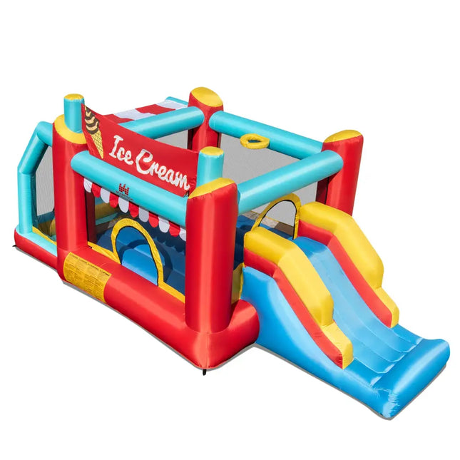 5-in-1 Ice Cream Inflatable Bounce House with Ball Pit and Slide without Blower - Multicolor - Bounce House