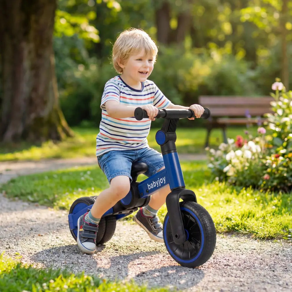 5-In-1 Toddler Bike Kids Balance Bike with Removable Pedals-Blue - Blue - Balance Bikes