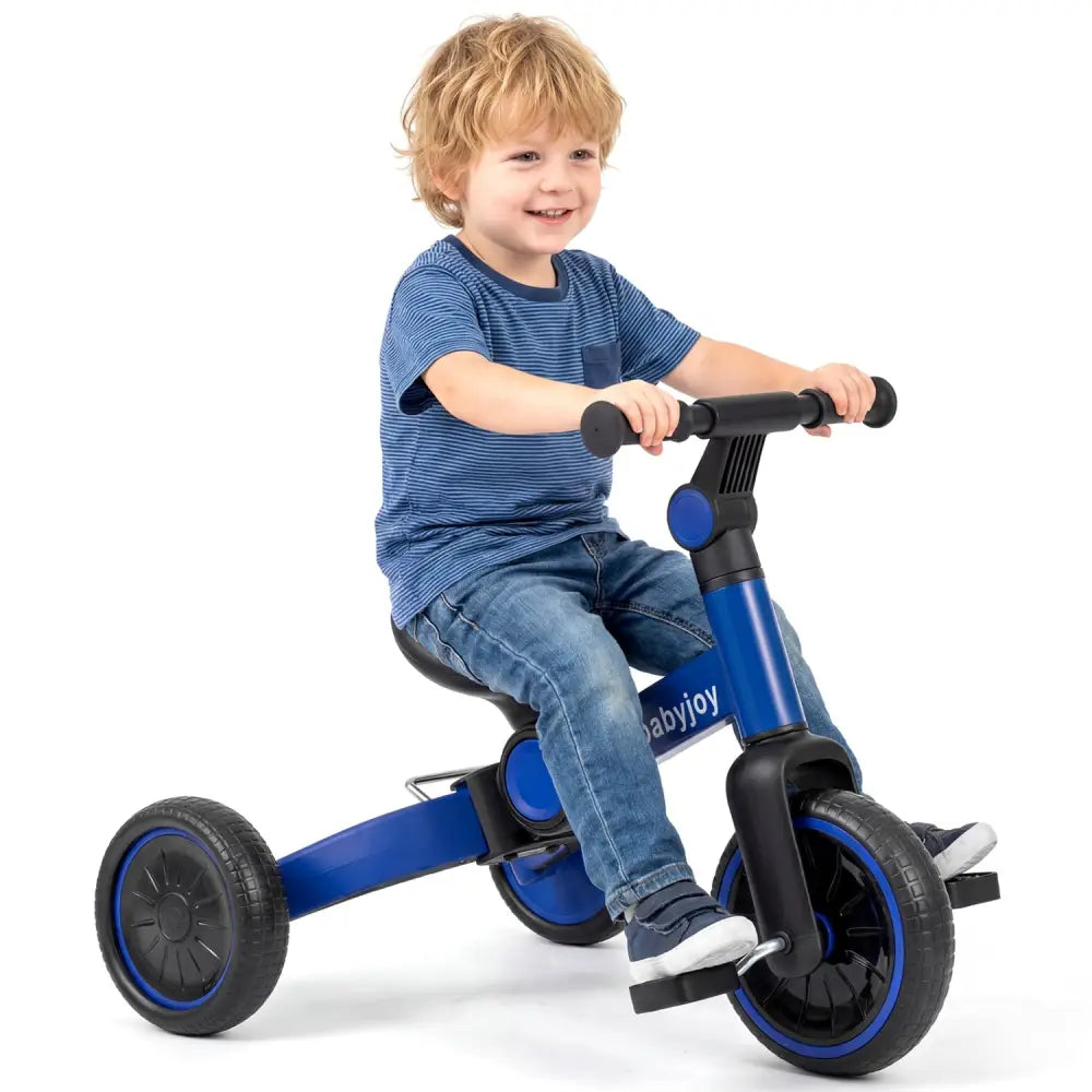 5-In-1 Toddler Bike Kids Balance Bike with Removable Pedals-Blue - Blue - Balance Bikes
