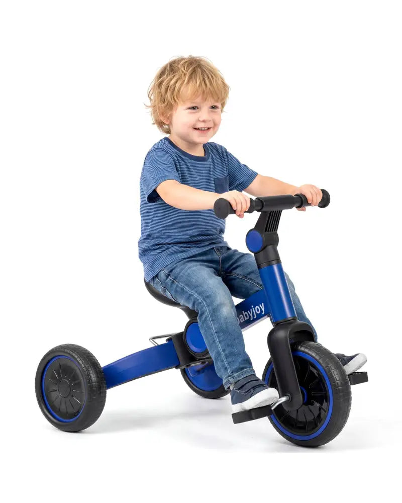 5-In-1 Toddler Bike Kids Balance Bike with Removable Pedals-Blue - Blue - Balance Bikes
