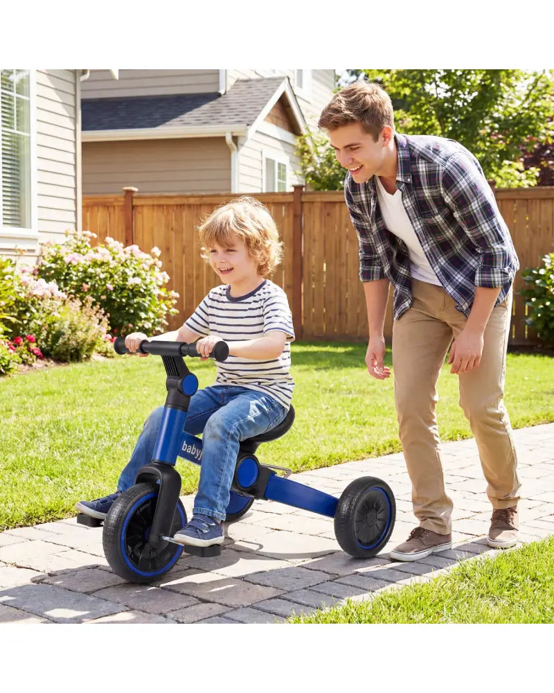 5-In-1 Toddler Bike Kids Balance Bike with Removable Pedals-Blue - Blue - Balance Bikes