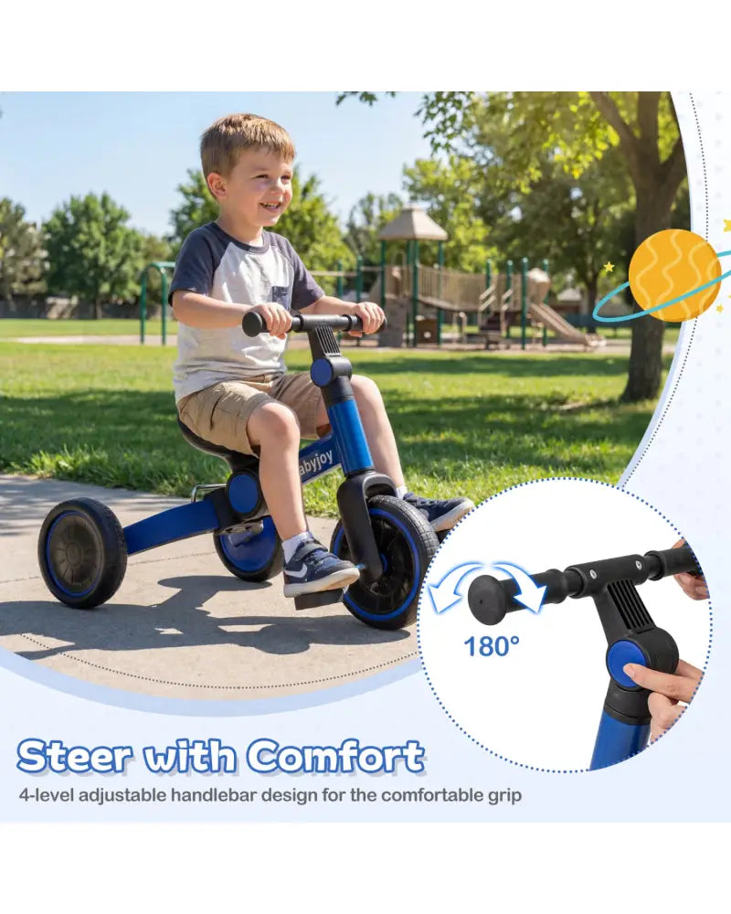 5-In-1 Toddler Bike Kids Balance Bike with Removable Pedals-Blue - Blue - Balance Bikes
