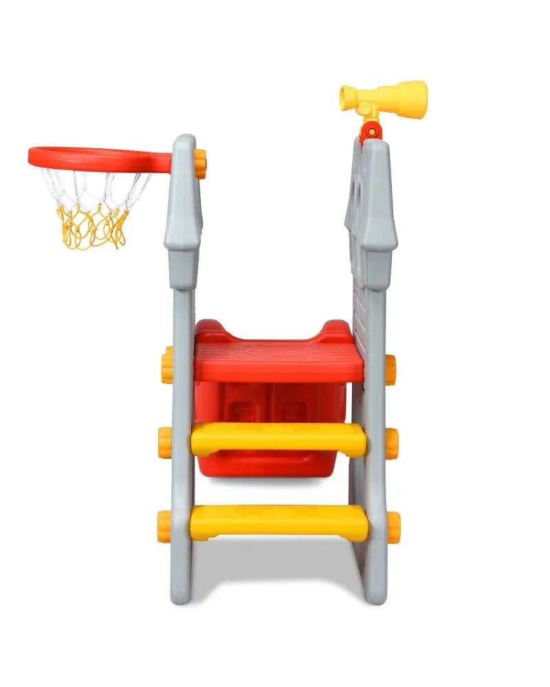 5 in 1 Toddler Climber Slide Playset with Basketball Hoop and Telescope - Multicolor - Climbers & Slides