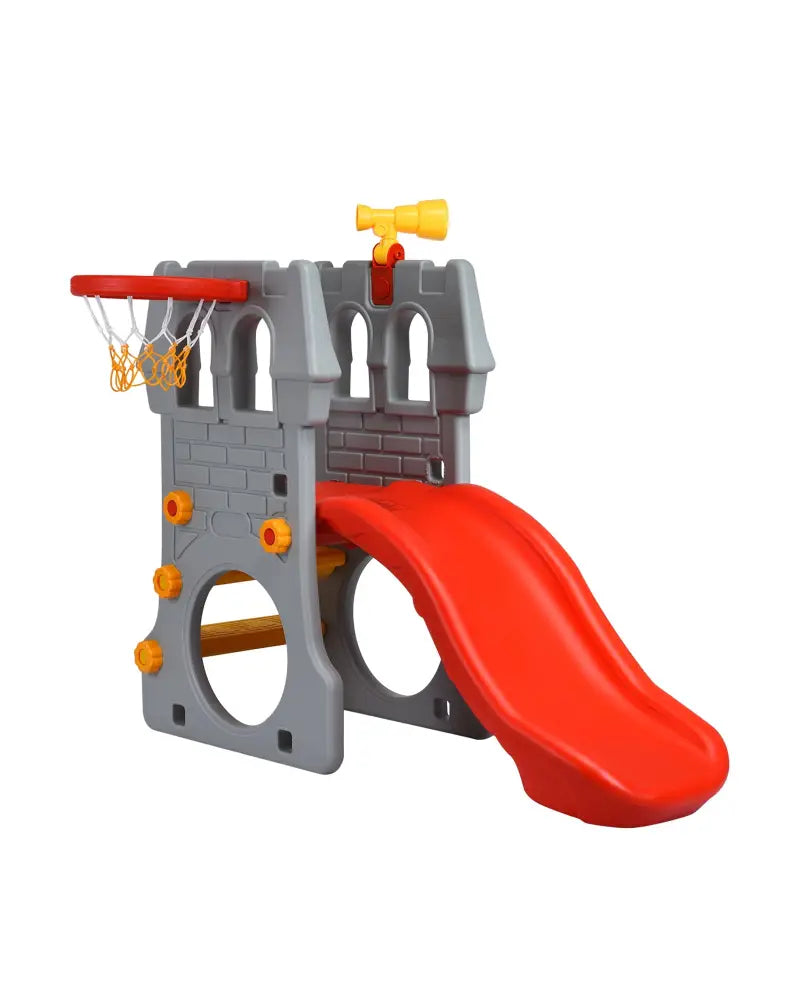 5 in 1 Toddler Climber Slide Playset with Basketball Hoop and Telescope - Multicolor - Climbers & Slides