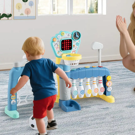 5 in 1 Toddler Sports Toy with Adjustable Basketball Hoop for Baby Boys Girls 18 Months+ - Toy Sports