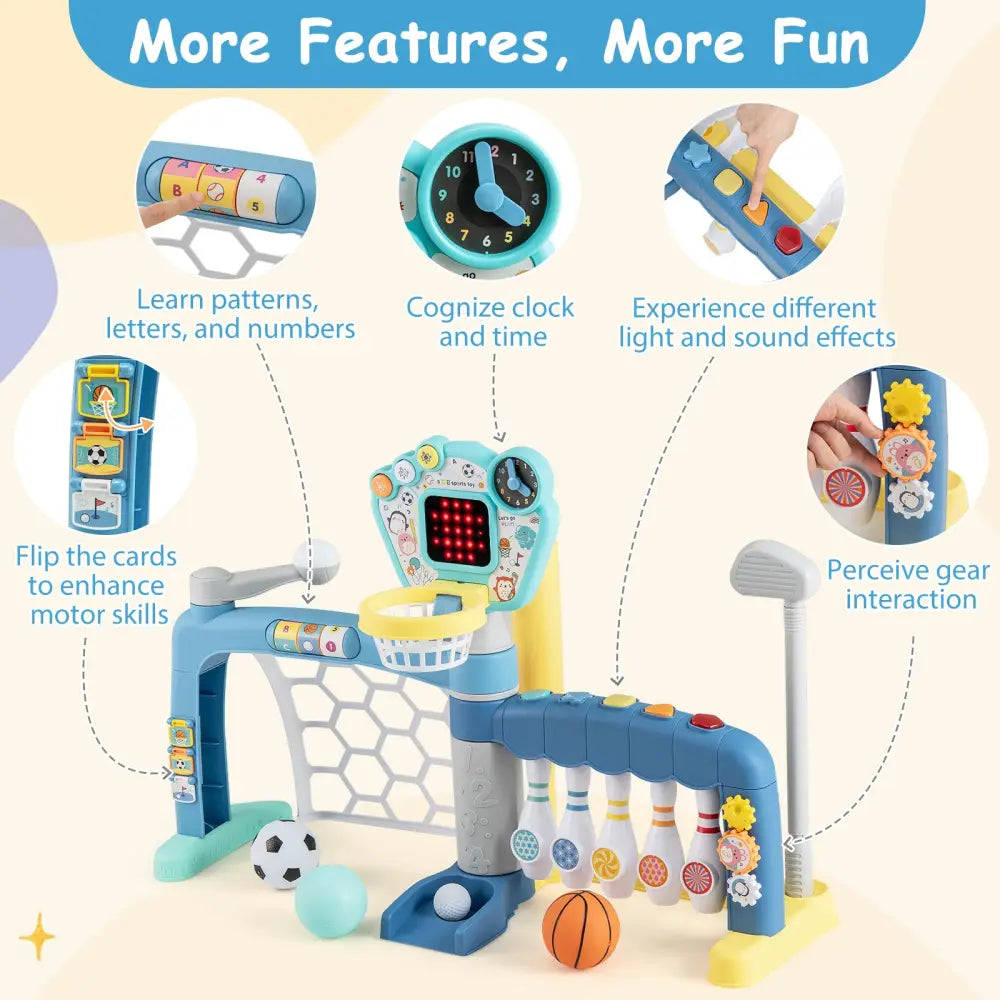 5 in 1 Toddler Sports Toy with Adjustable Basketball Hoop for Baby Boys Girls 18 Months+ - Toy Sports