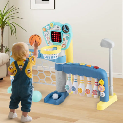 5 in 1 Toddler Sports Toy with Adjustable Basketball Hoop for Baby Boys Girls 18 Months+ - Toy Sports