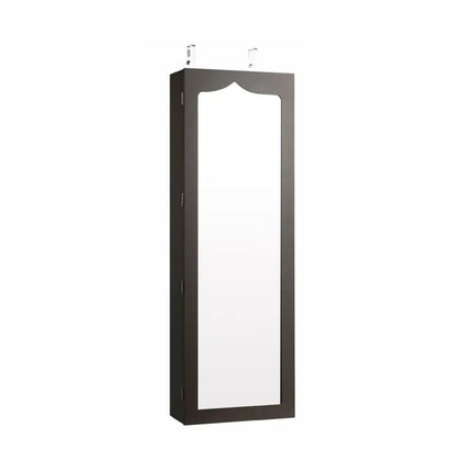 5 LEDs Lockable Mirror Jewelry Cabinet Armoire with 6 Drawers-Coffee Costway