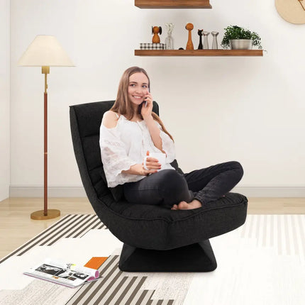 5-Level Adjustable 360Â° Swivel Floor Chair with Massage Pillow-Black Costway