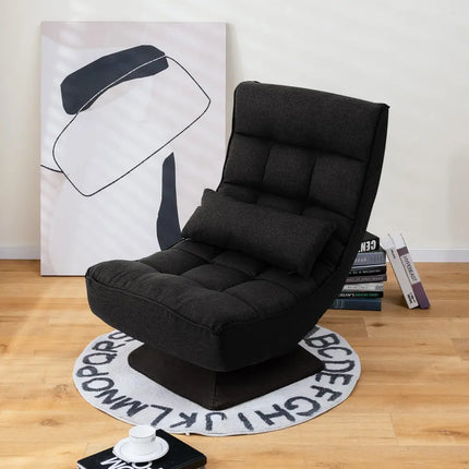 5-Level Adjustable 360Â° Swivel Floor Chair with Massage Pillow-Black Costway