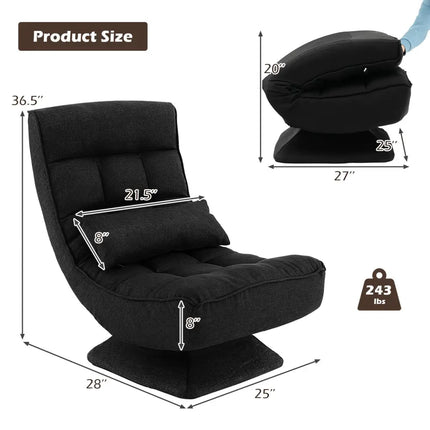 5-Level Adjustable 360Â° Swivel Floor Chair with Massage Pillow-Black Costway