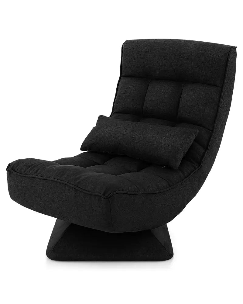 5-Level Adjustable 360Â° Swivel Floor Chair with Massage Pillow-Black - Black - Floor Chairs