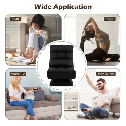 5-Level Adjustable 360Â° Swivel Floor Chair with Massage Pillow-Black Costway
