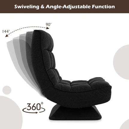 5-Level Adjustable 360Â° Swivel Floor Chair with Massage Pillow-Black Costway