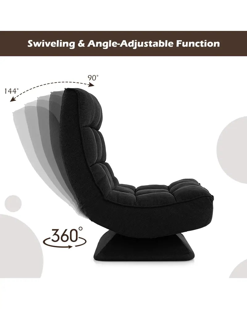 5-Level Adjustable 360Â° Swivel Floor Chair with Massage Pillow-Black - Black - Floor Chairs