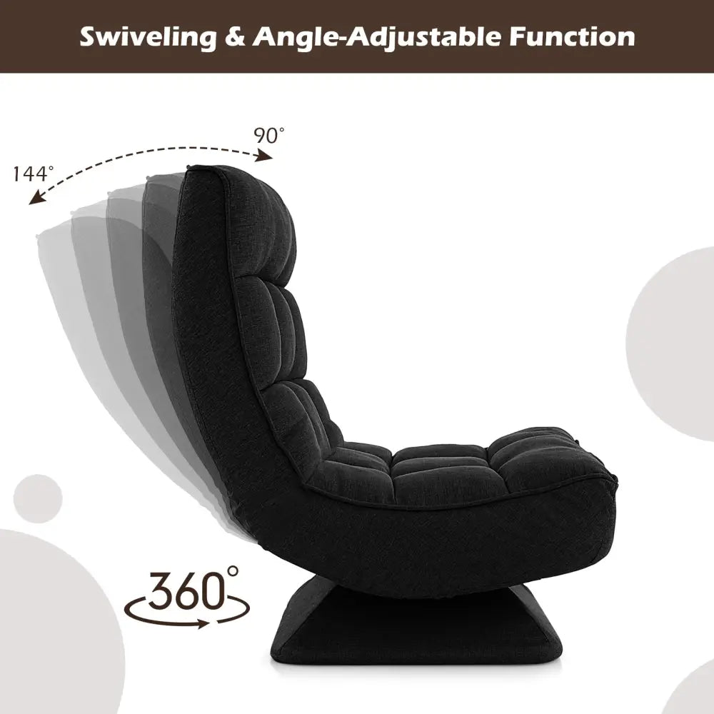 5-Level Adjustable 360Â° Swivel Floor Chair with Massage Pillow-Black - Black - Floor Chairs