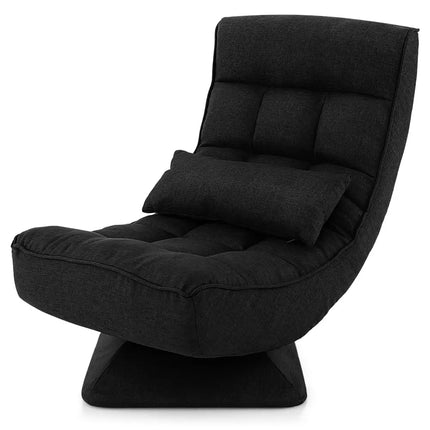 5-Level Adjustable 360Â° Swivel Floor Chair with Massage Pillow-Black Costway