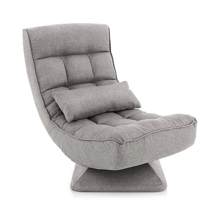 5-Level Adjustable 360Â° Swivel Floor Chair with Massage Pillow-Gray Costway