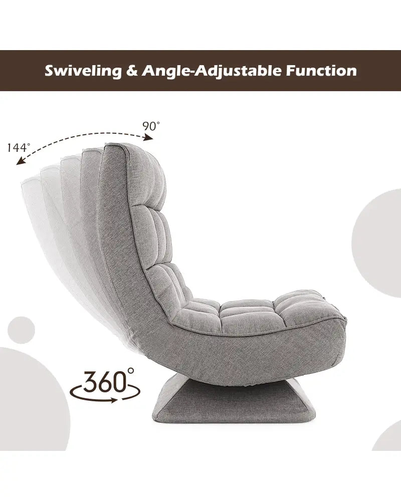 5-Level Adjustable 360Â° Swivel Floor Chair with Massage Pillow-Gray - Gray - Floor Chairs