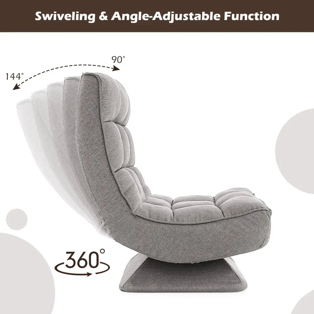 5-Level Adjustable 360Â° Swivel Floor Chair with Massage Pillow-Gray - Gray - Floor Chairs