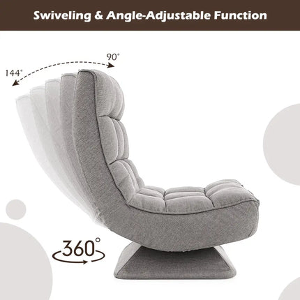 5-Level Adjustable 360Â° Swivel Floor Chair with Massage Pillow-Gray Costway