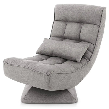 5-Level Adjustable 360Â° Swivel Floor Chair with Massage Pillow-Gray Costway