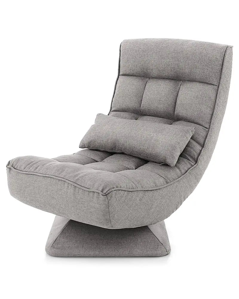 5-Level Adjustable 360Â° Swivel Floor Chair with Massage Pillow-Gray - Gray - Floor Chairs
