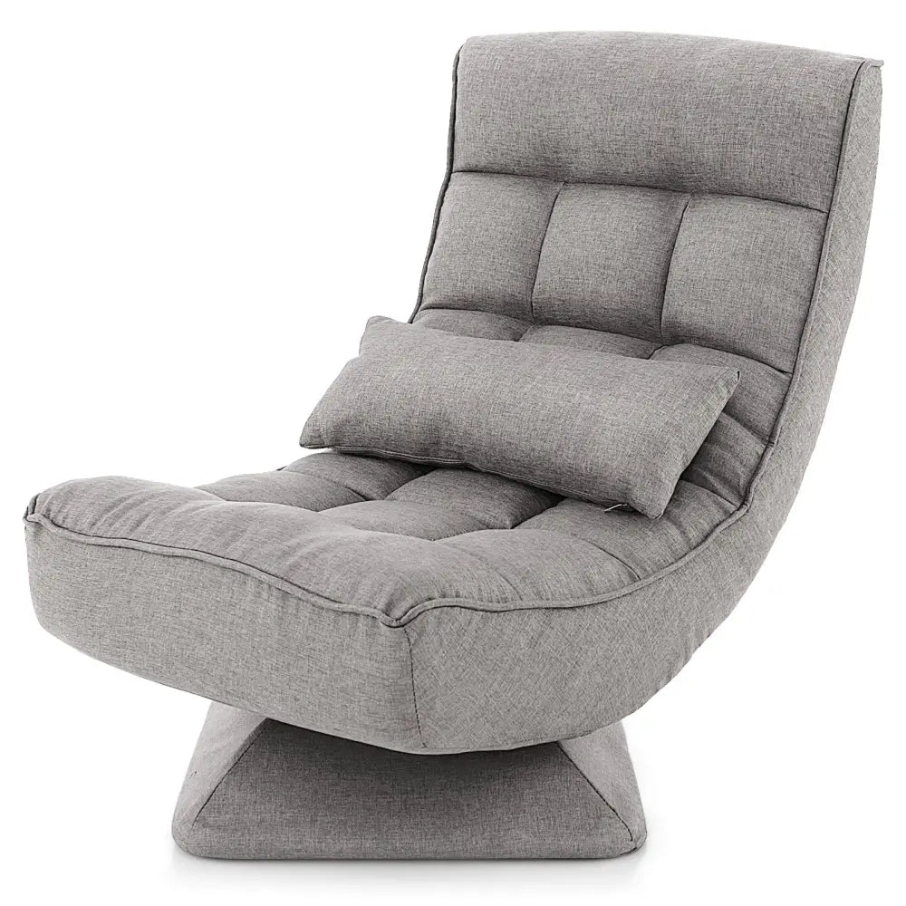 5-Level Adjustable 360Â° Swivel Floor Chair with Massage Pillow-Gray - Gray - Floor Chairs