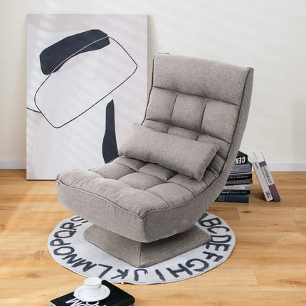 5-Level Adjustable 360Â° Swivel Floor Chair with Massage Pillow-Gray Costway