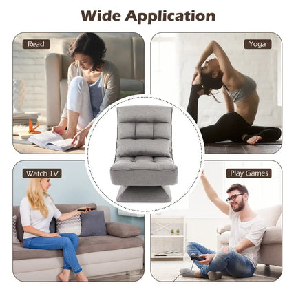 5-Level Adjustable 360Â° Swivel Floor Chair with Massage Pillow-Gray Costway