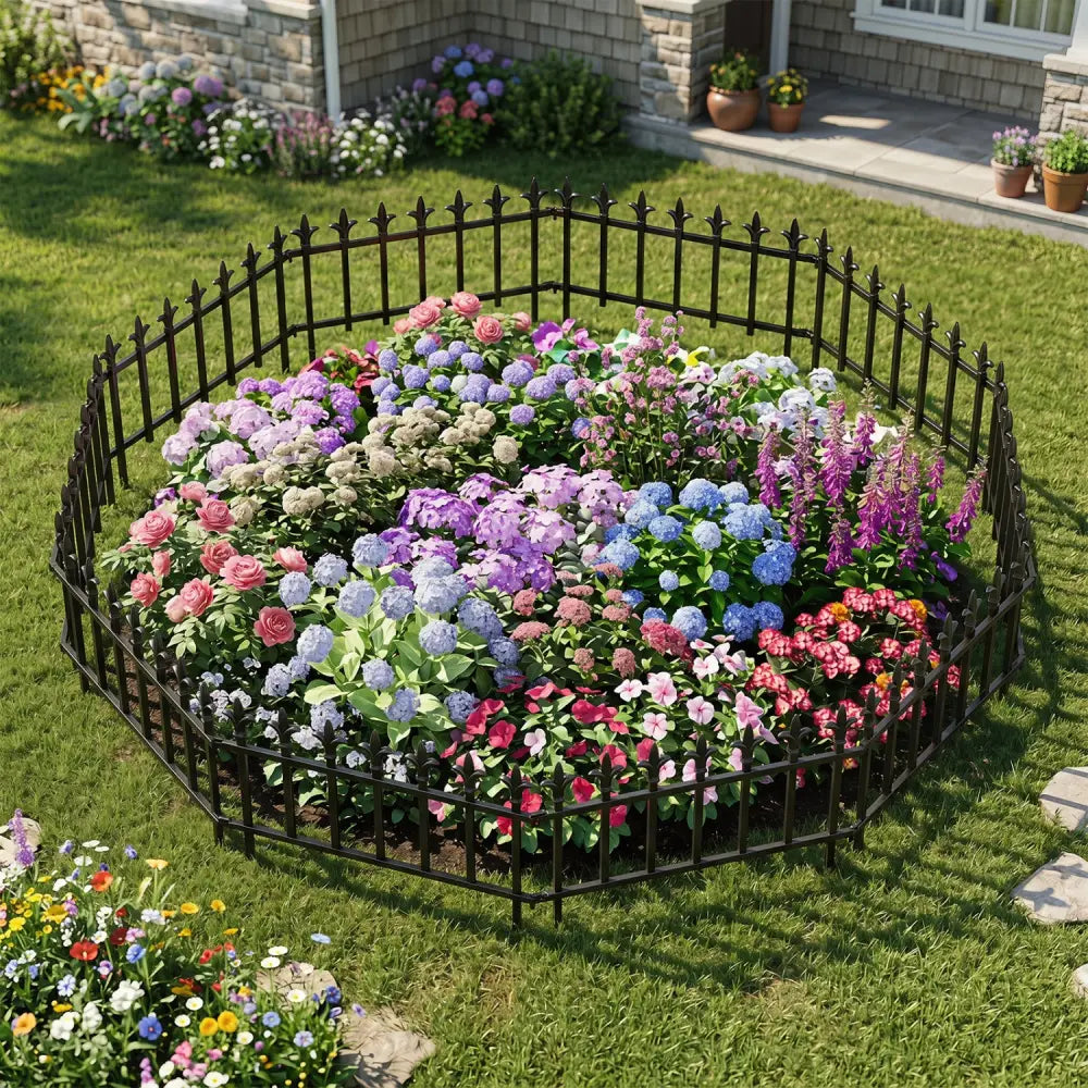 5-Pack/10-Pack Decorative Metal Garden Fence No Dig Landscape Fencing for Lawn-M - Outdoor Privacy Screens