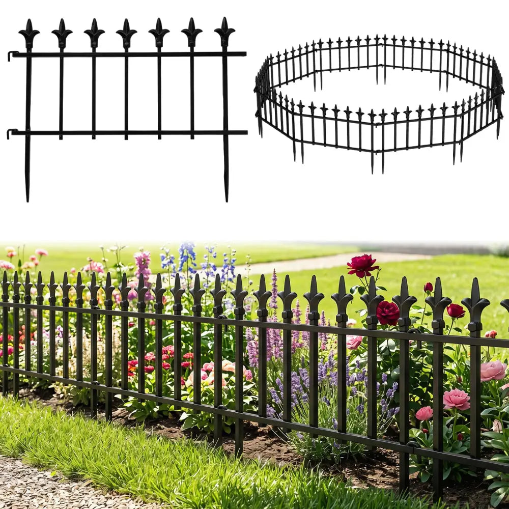 5-Pack/10-Pack Decorative Metal Garden Fence No Dig Landscape Fencing for Lawn-M - Outdoor Privacy Screens