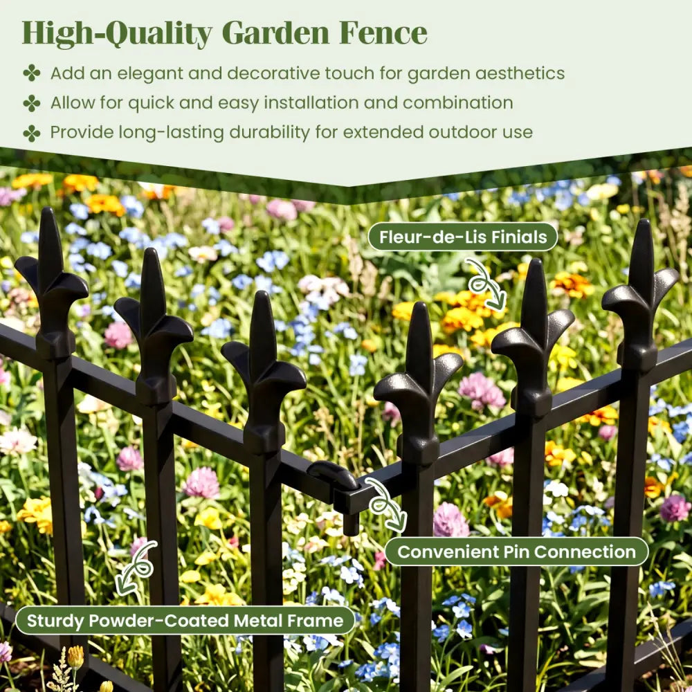 5-Pack/10-Pack Decorative Metal Garden Fence No Dig Landscape Fencing for Lawn-M - Outdoor Privacy Screens