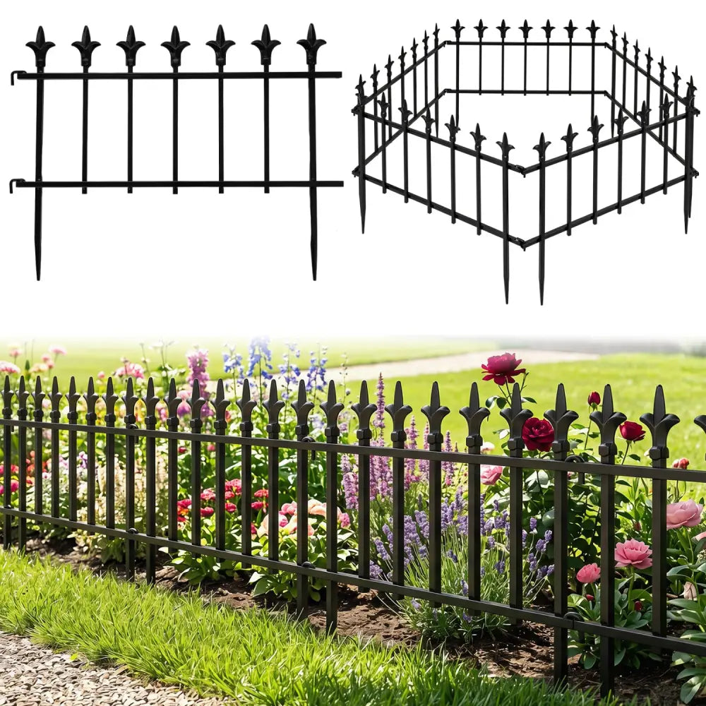 5-Pack/10-Pack Decorative Metal Garden Fence No Dig Landscape Fencing for Lawn-S - Outdoor Privacy Screens