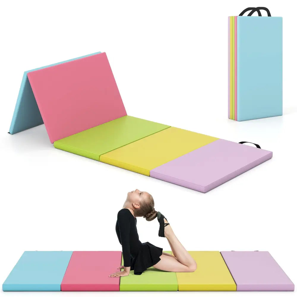 5-Panel Folding Gymnastics Mat for Kids-Green - Green - Yoga & Gym Mats