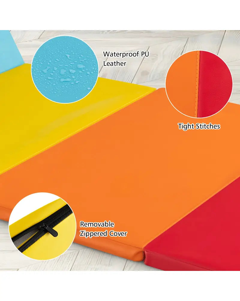5-Panel Folding Gymnastics Mat for Kids-Red - Red - Yoga & Gym Mats