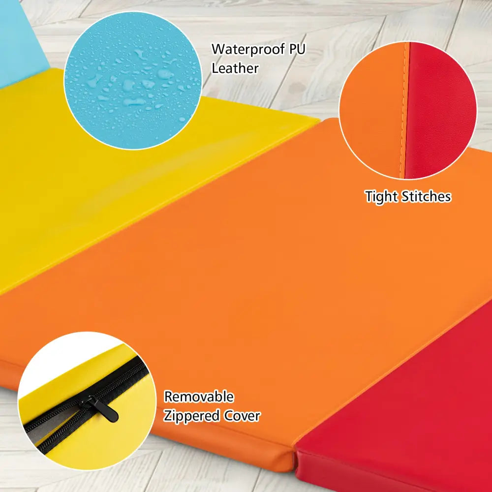 5-Panel Folding Gymnastics Mat for Kids-Red - Red - Yoga & Gym Mats