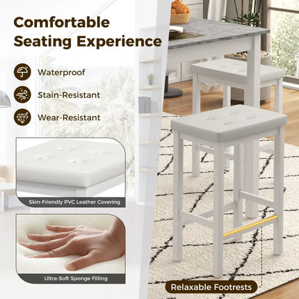 5-Piece Bar Table Set Counter-Height Dining Table and 4 Bar Stools-White Costway
